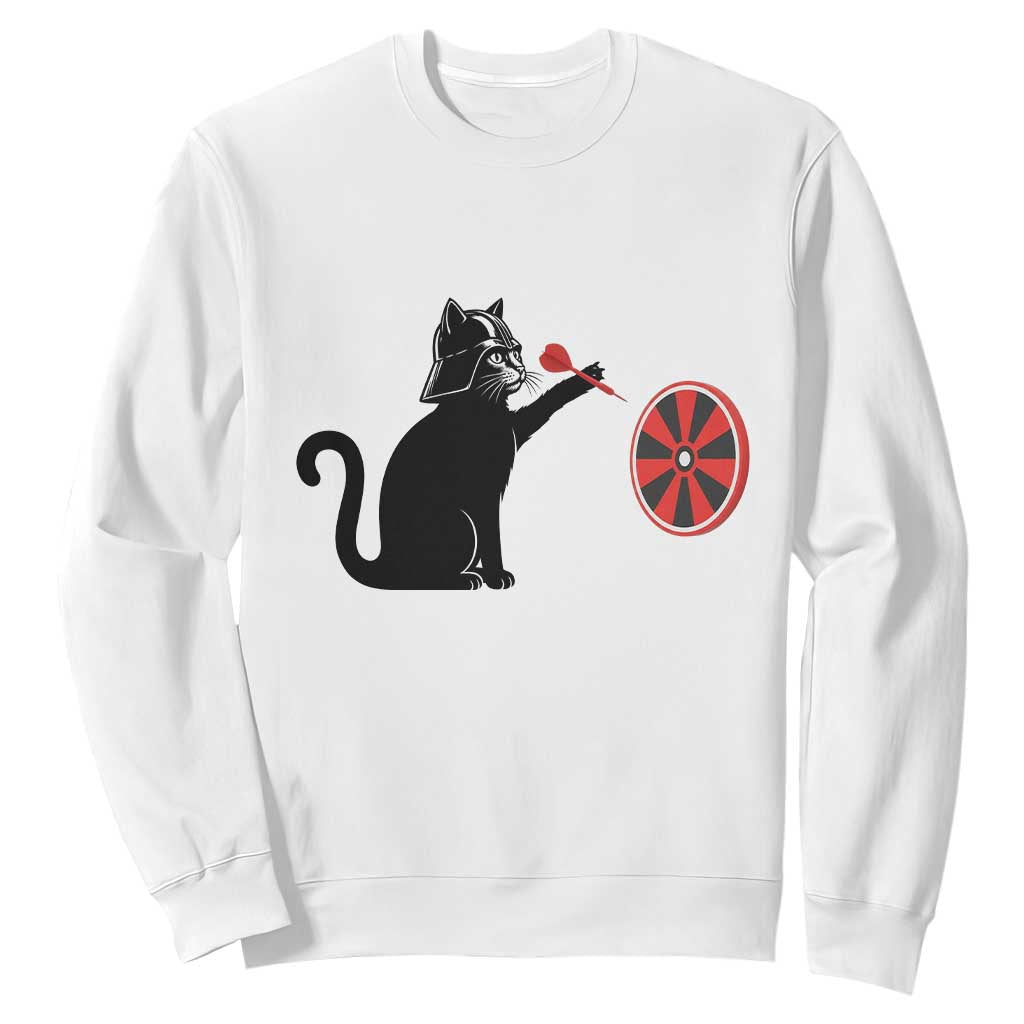 Black Cat Lord Darts Player Sweatshirt Funny Space Scifi Dartist Gift TS12 White Print Your Wear