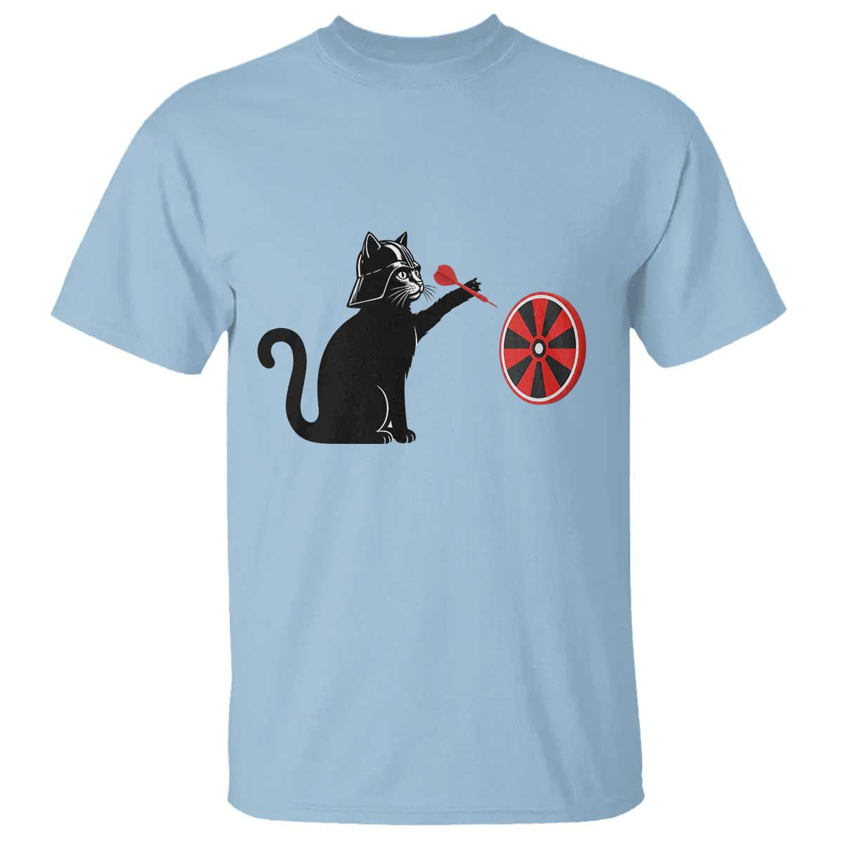 Black Cat Lord Darts Player T Shirt Funny Space Scifi Dartist Gift TS12 Light Blue Print Your Wear