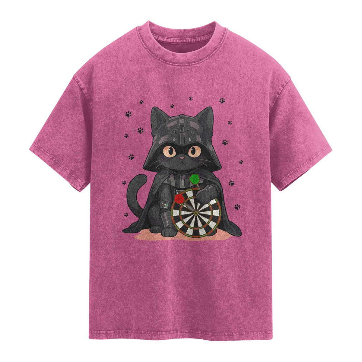 Dark Lord Cat Dartist Gift Washed Cotton T-Shirt Funny Sci Fi Dart Thrower Gift