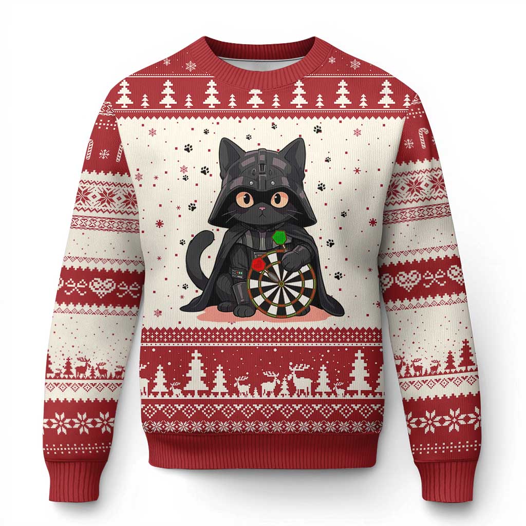 Dark Lord Cat Dartist Gift Ugly Christmas Sweater Funny Sci Fi Dart Thrower Gift TS12 Beige Red Print Your Wear