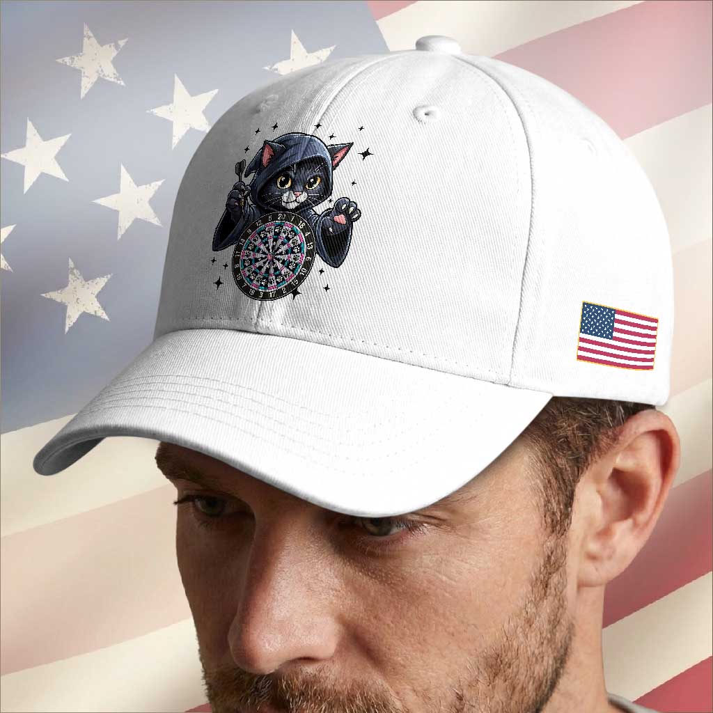 Funny Grim Reaper Cat Dart Player Baseball Cap Gothic Dartist Gift TS12 Print Your Wear