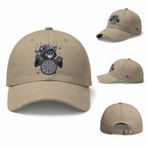 Funny Grim Reaper Cat Dart Player Baseball Cap Gothic Dartist Gift TS12 Baseball Cap Universal Fit Khaki Print Your Wear