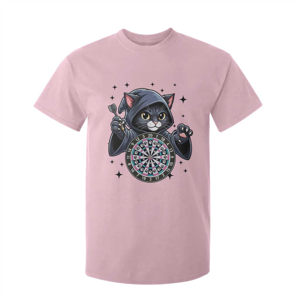 Funny Grim Reaper Cat Dart Player T Shirt For Kid Gothic Dartist Gift TS12 Light Pink Print Your Wear