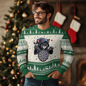 Funny Grim Reaper Cat Dart Player Ugly Christmas Sweater Gothic Dartist Gift TS12 Beige Green Print Your Wear