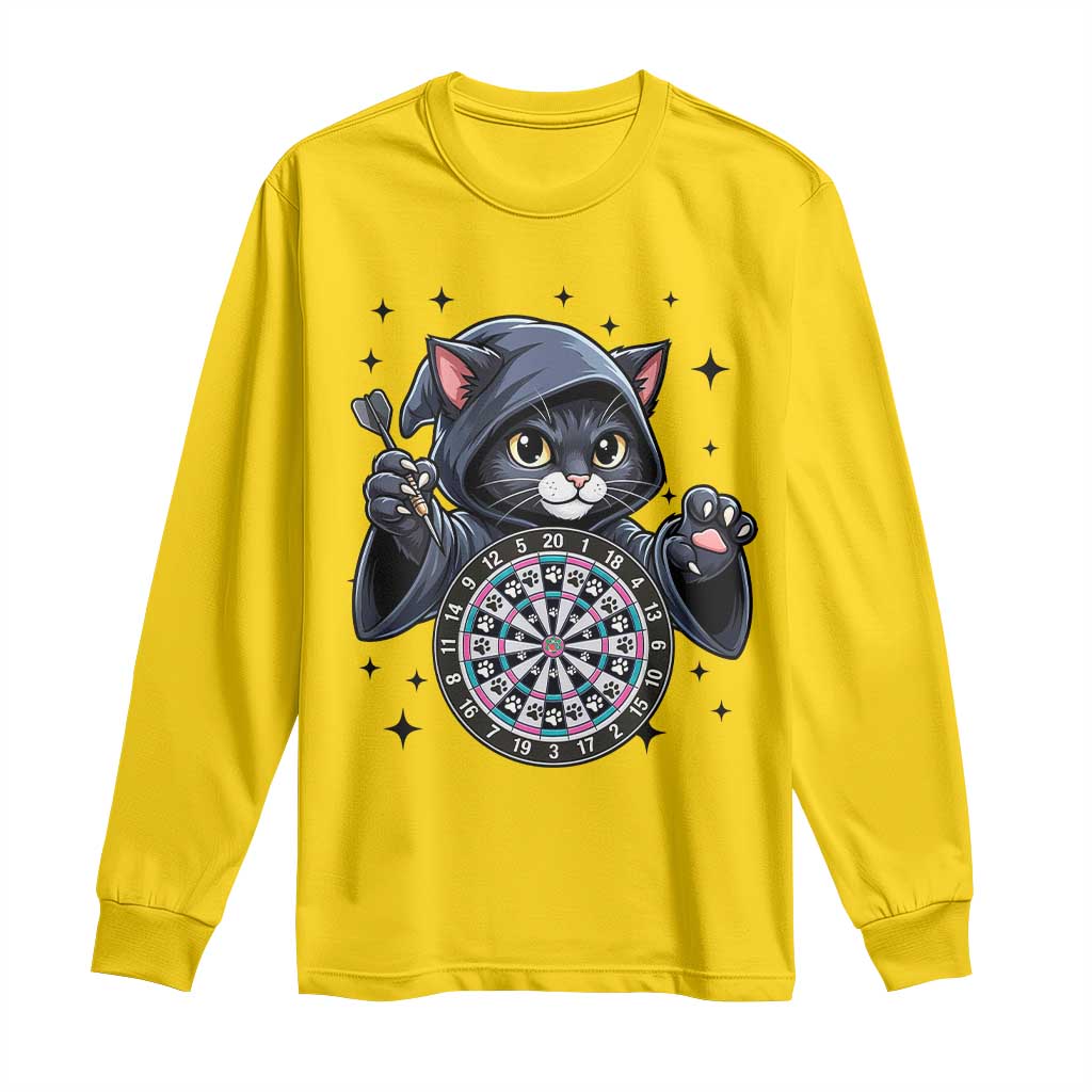 Funny Grim Reaper Cat Dart Player Long Sleeve Shirt Gothic Dartist Gift TS12 Daisy Print Your Wear