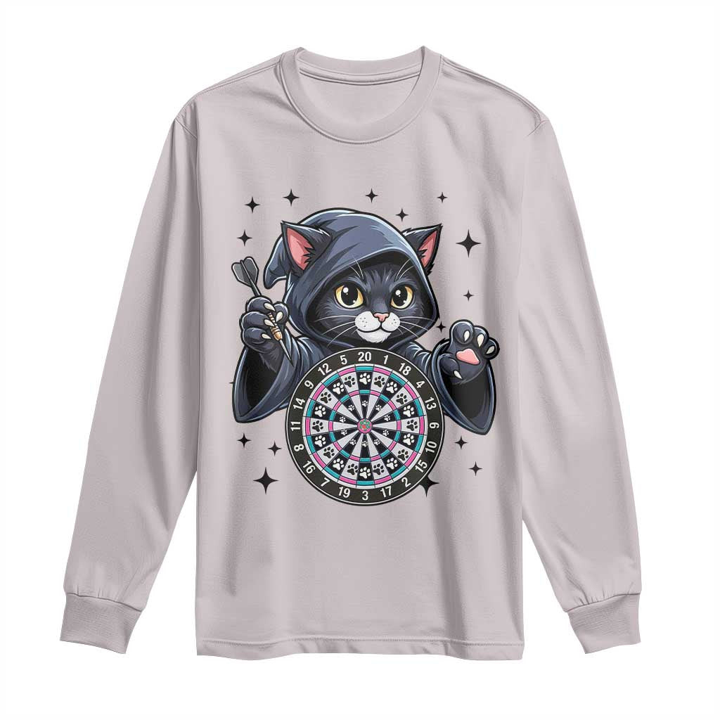 Funny Grim Reaper Cat Dart Player Long Sleeve Shirt Gothic Dartist Gift TS12 Ice Gray Print Your Wear