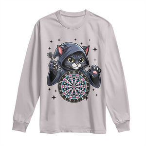 Funny Grim Reaper Cat Dart Player Long Sleeve Shirt Gothic Dartist Gift TS12 Ice Gray Print Your Wear