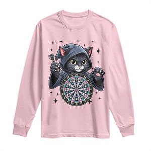 Funny Grim Reaper Cat Dart Player Long Sleeve Shirt Gothic Dartist Gift TS12 Light Pink Print Your Wear