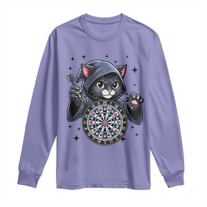 Funny Grim Reaper Cat Dart Player Long Sleeve Shirt Gothic Dartist Gift TS12 Violet Print Your Wear