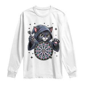 Funny Grim Reaper Cat Dart Player Long Sleeve Shirt Gothic Dartist Gift TS12 White Print Your Wear
