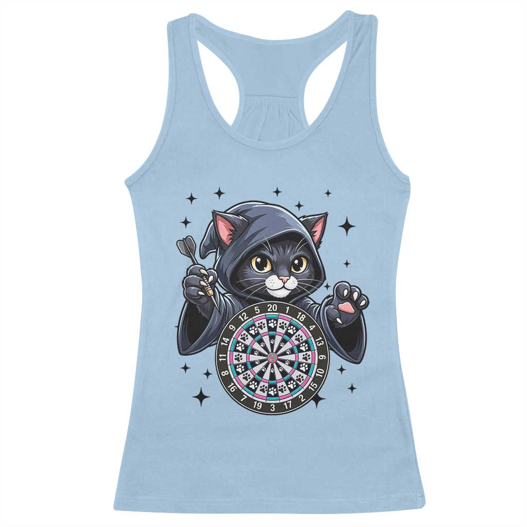 Funny Grim Reaper Cat Dart Player Racerback Tank Top Gothic Dartist Gift TS12 Light Blue Print Your Wear