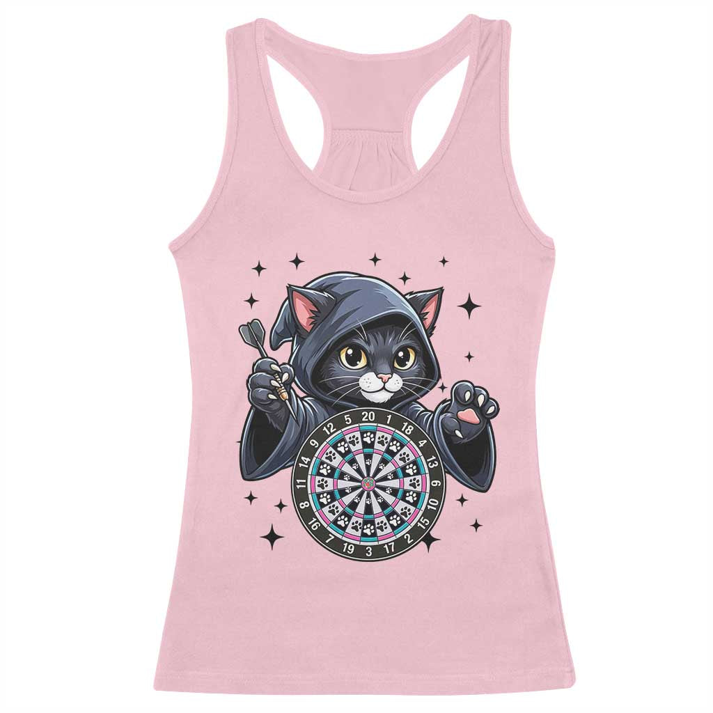 Funny Grim Reaper Cat Dart Player Racerback Tank Top Gothic Dartist Gift TS12 Light Pink Print Your Wear