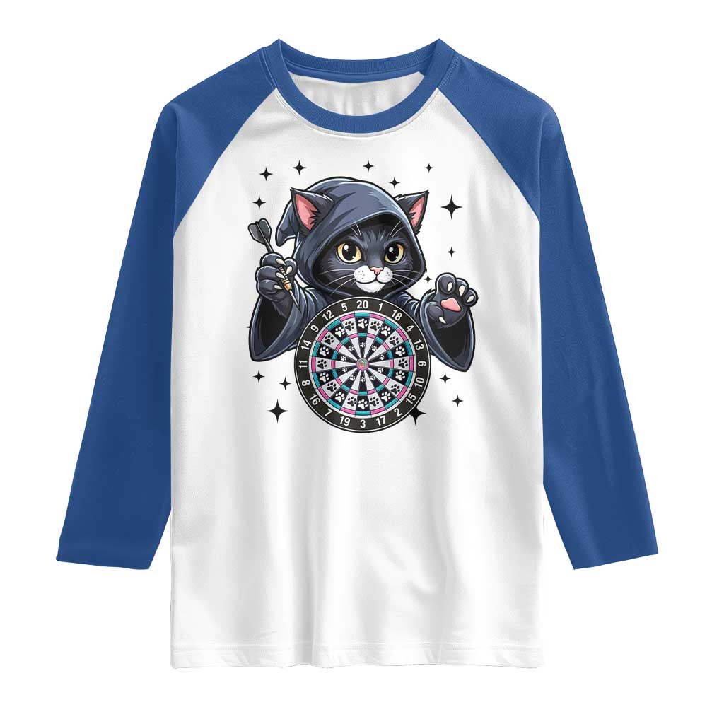 Funny Grim Reaper Cat Dart Player Raglan Shirt Gothic Dartist Gift TS12 White Royal Print Your Wear