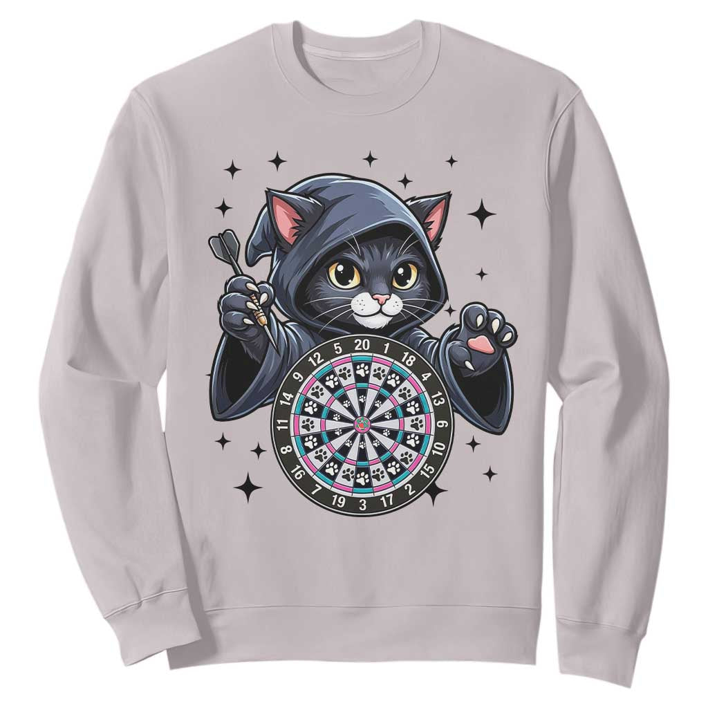 Funny Grim Reaper Cat Dart Player Sweatshirt Gothic Dartist Gift TS12 Ice Gray Print Your Wear