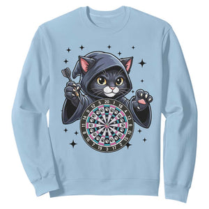 Funny Grim Reaper Cat Dart Player Sweatshirt Gothic Dartist Gift TS12 Light Blue Print Your Wear