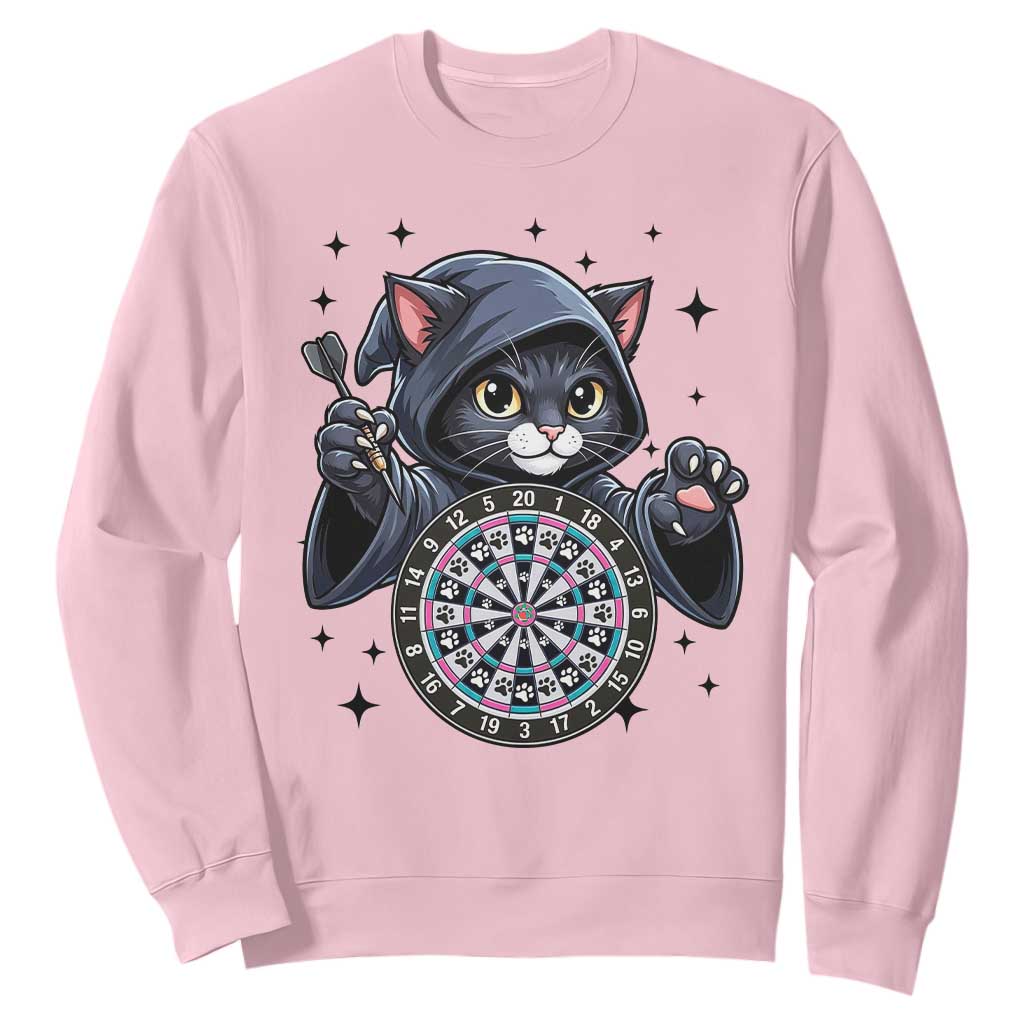 Funny Grim Reaper Cat Dart Player Sweatshirt Gothic Dartist Gift TS12 Light Pink Print Your Wear