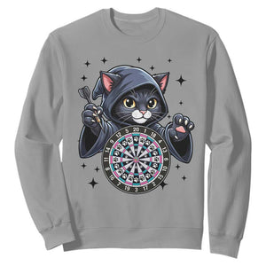 Funny Grim Reaper Cat Dart Player Sweatshirt Gothic Dartist Gift TS12 Sport Gray Print Your Wear
