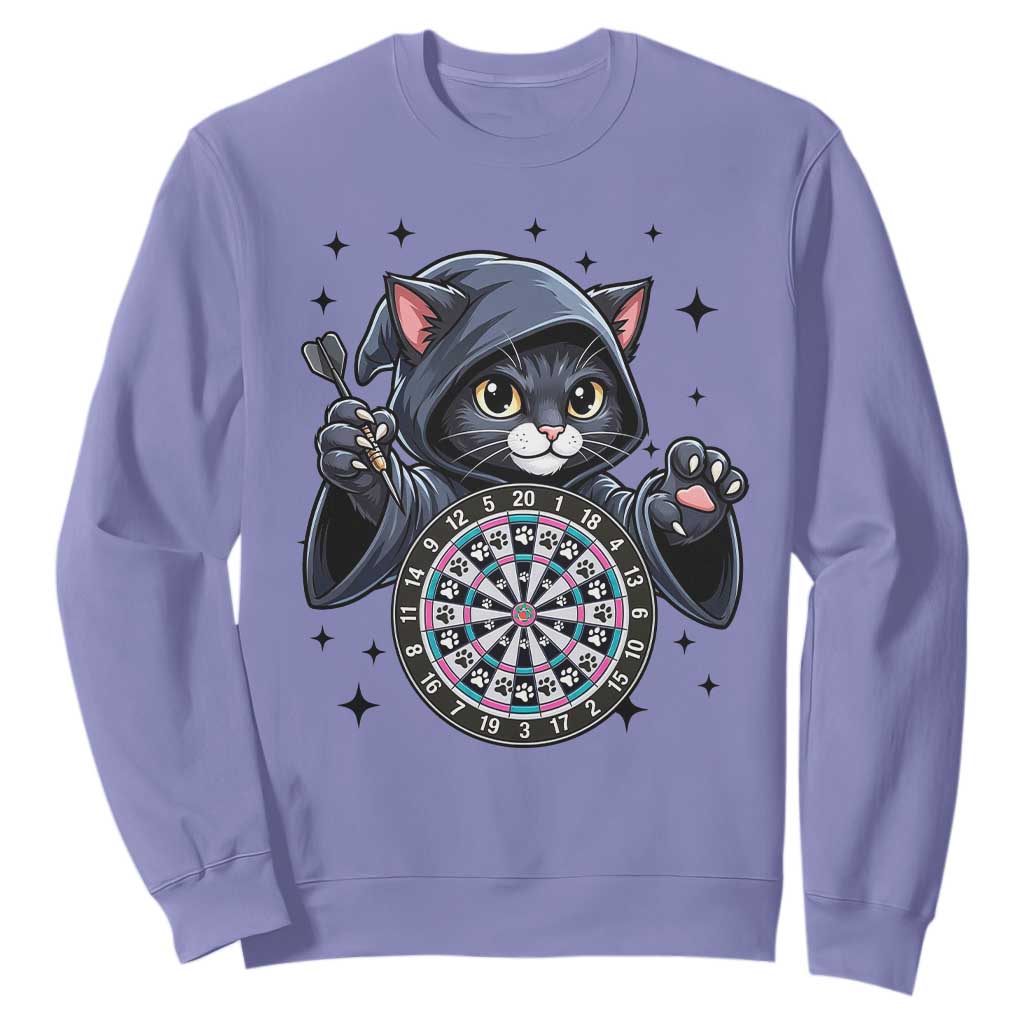 Funny Grim Reaper Cat Dart Player Sweatshirt Gothic Dartist Gift TS12 Violet Print Your Wear