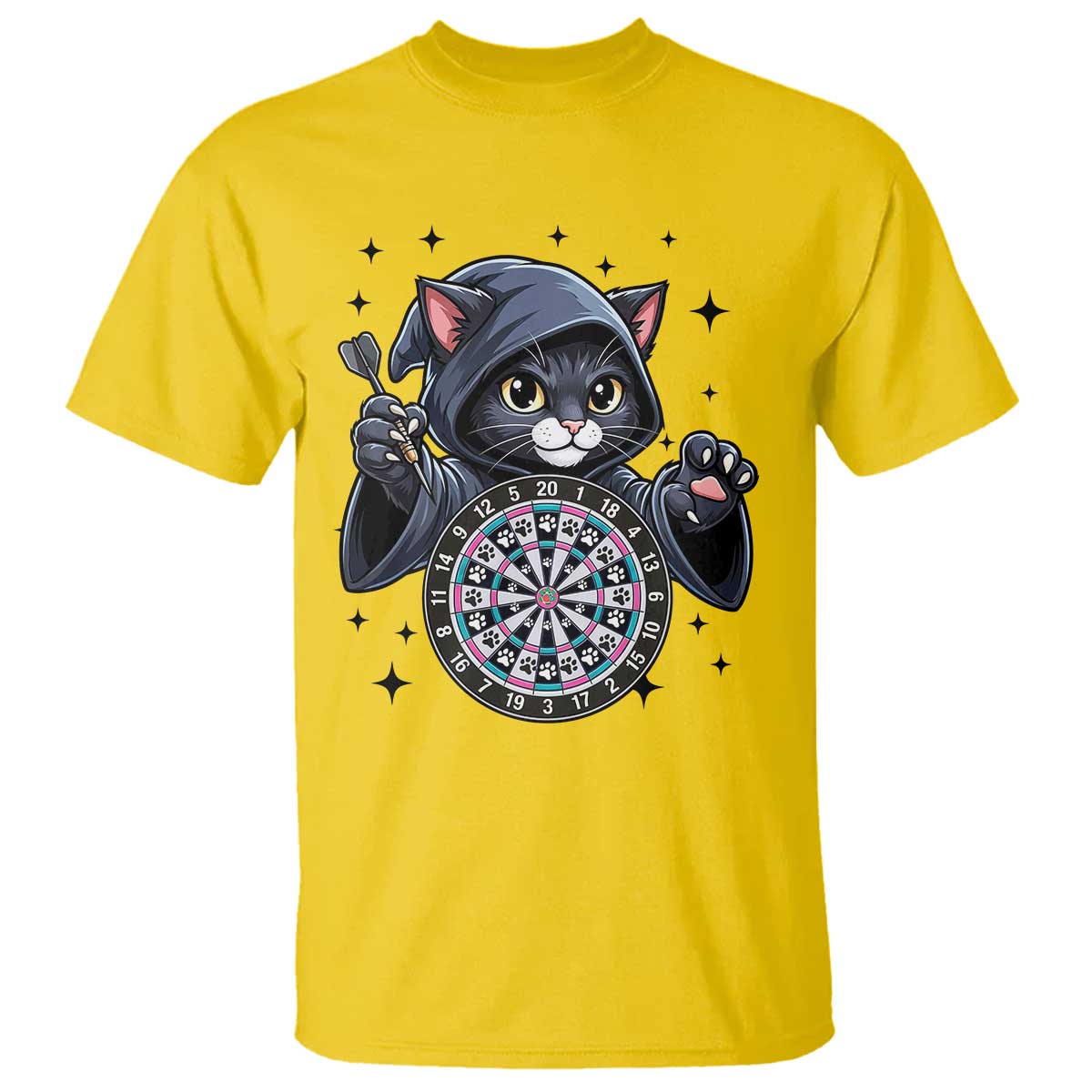 Funny Grim Reaper Cat Dart Player T Shirt Gothic Dartist Gift TS12 Daisy Print Your Wear