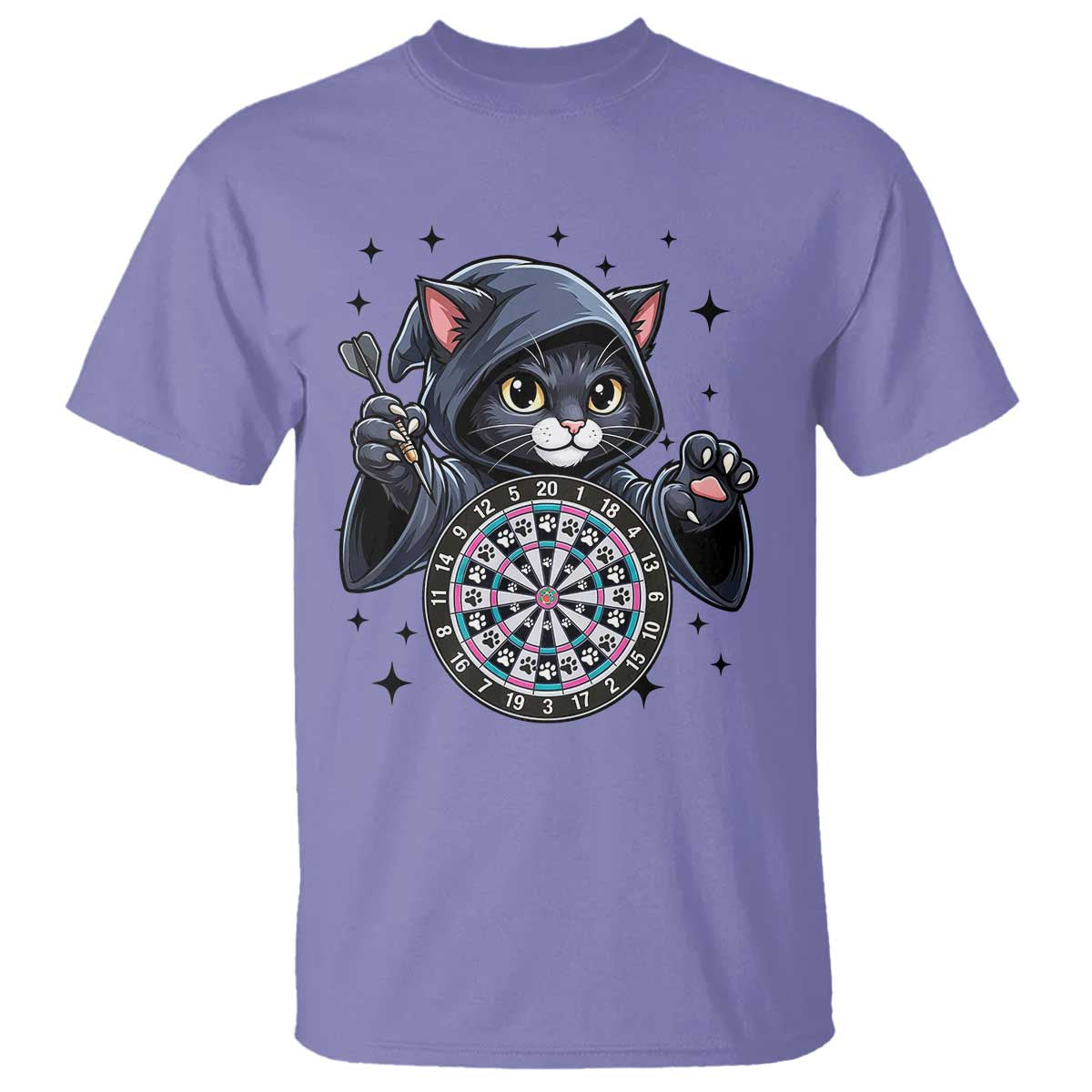 Funny Grim Reaper Cat Dart Player T Shirt Gothic Dartist Gift TS12 Violet Print Your Wear