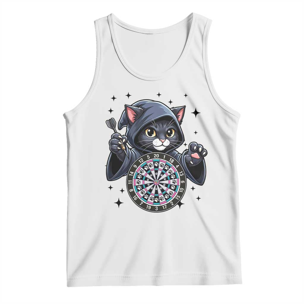 Funny Grim Reaper Cat Dart Player Tank Top Gothic Dartist Gift TS12 White Print Your Wear