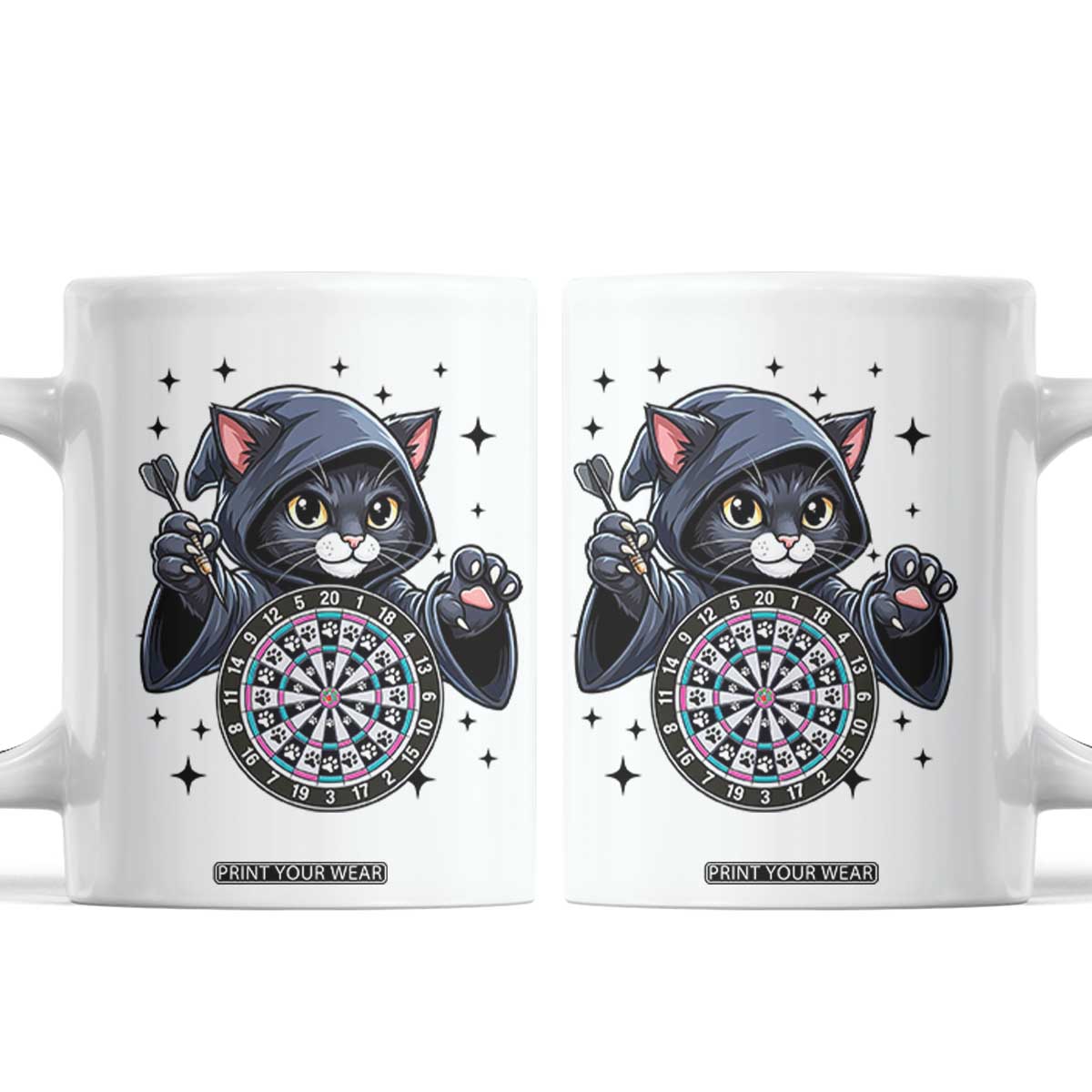 Funny Grim Reaper Cat Dart Player Coffee Mug Gothic Dartist Gift TS12 White Print Your Wear