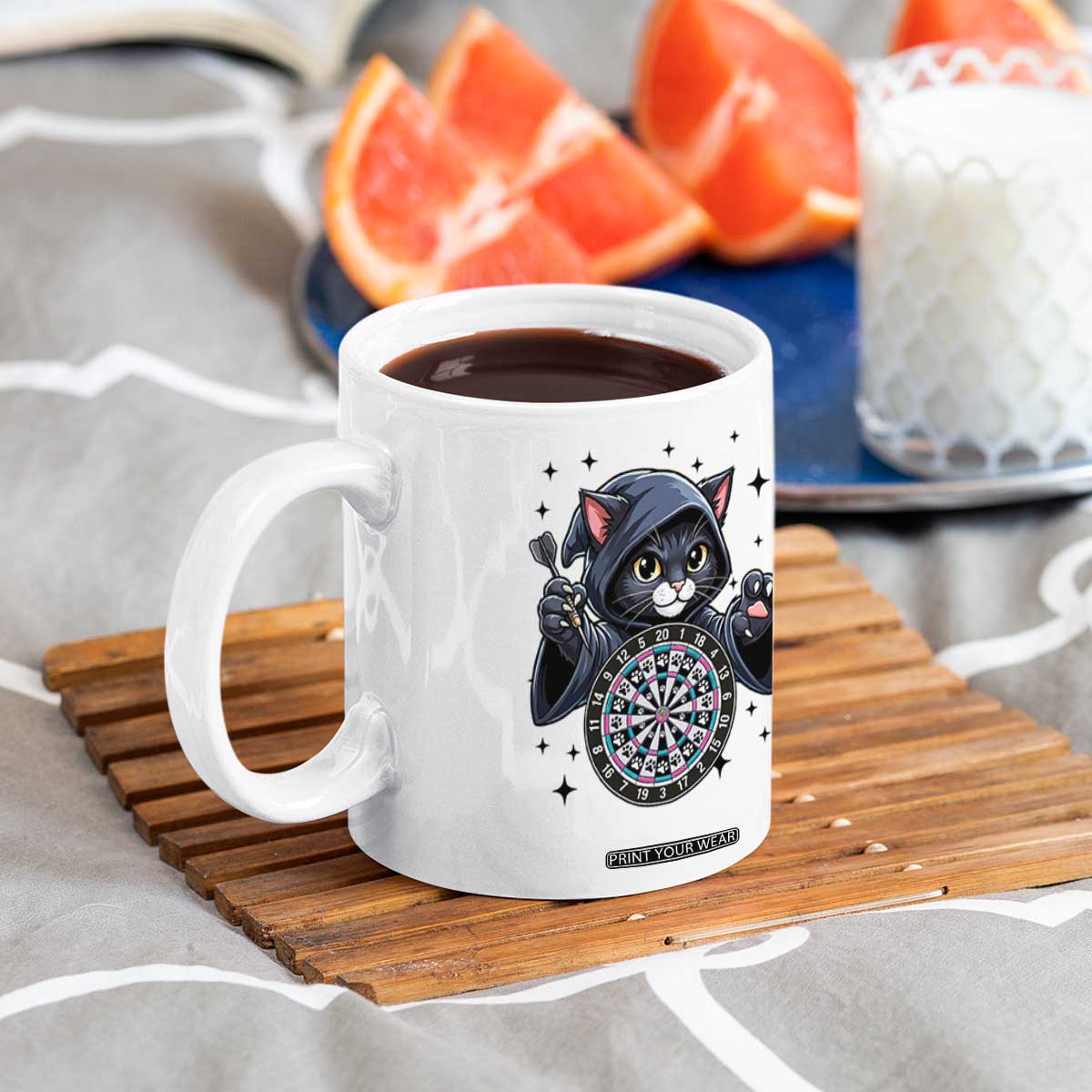 Funny Grim Reaper Cat Dart Player Coffee Mug Gothic Dartist Gift TS12 Print Your Wear