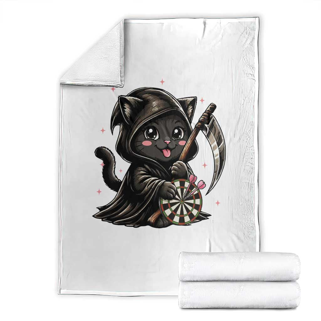 Dark Reaper Cat Throwing Darts Throw Blanket Funny Pub Game Gift TS12 White Print Your Wear