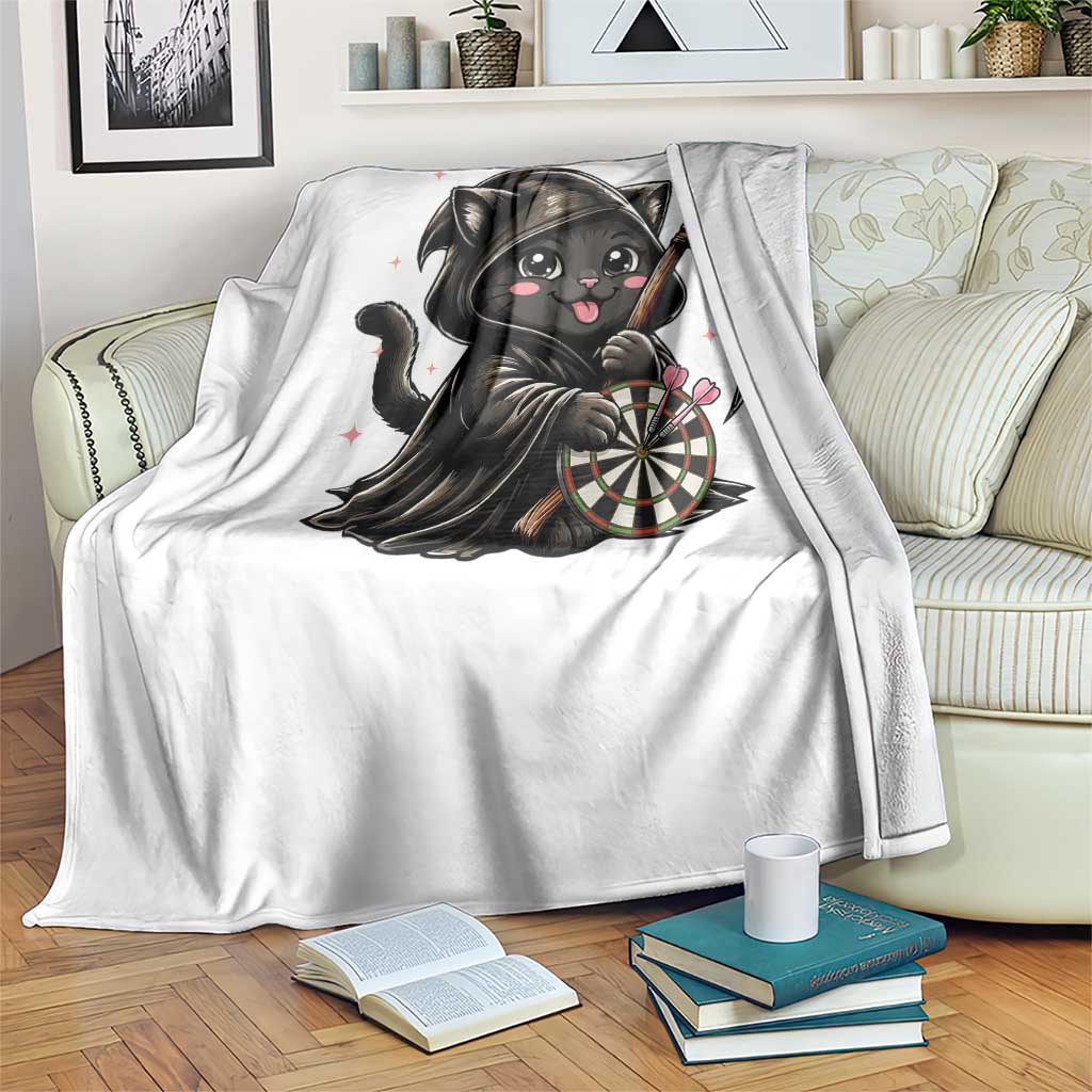 Dark Reaper Cat Throwing Darts Throw Blanket Funny Pub Game Gift TS12 Print Your Wear