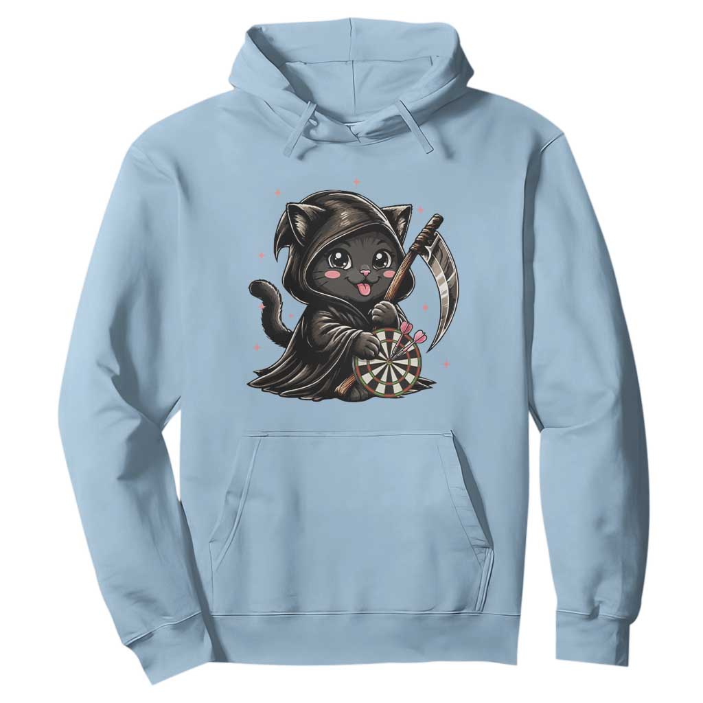 Dark Reaper Cat Throwing Darts Hoodie Funny Pub Game Gift TS12 Light Blue Print Your Wear