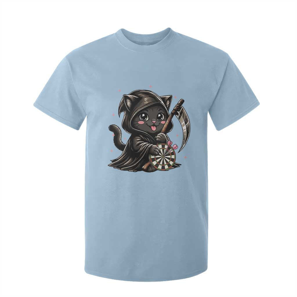 Dark Reaper Cat Throwing Darts T Shirt For Kid Funny Pub Game Gift TS12 Light Blue Print Your Wear
