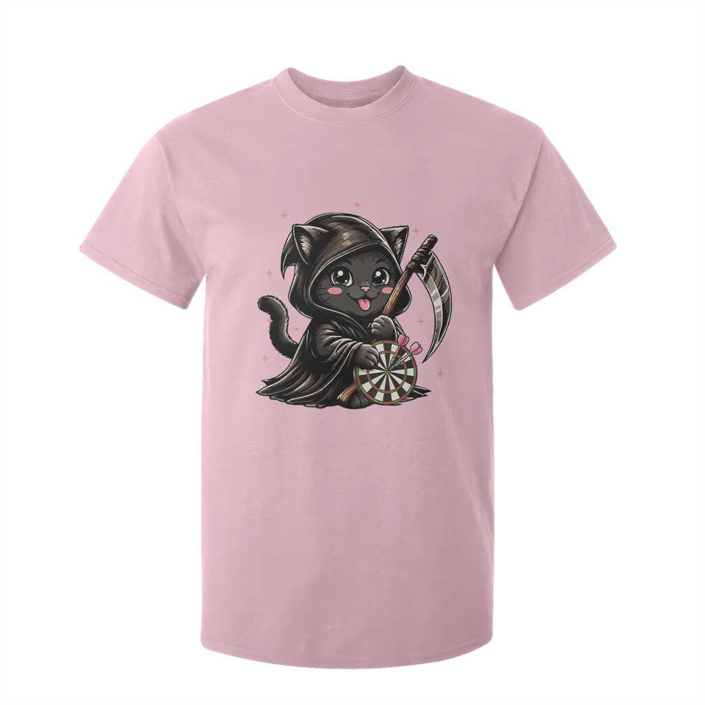 Dark Reaper Cat Throwing Darts T Shirt For Kid Funny Pub Game Gift TS12 Light Pink Print Your Wear
