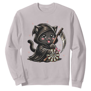 Dark Reaper Cat Throwing Darts Sweatshirt Funny Pub Game Gift TS12 Ice Gray Print Your Wear