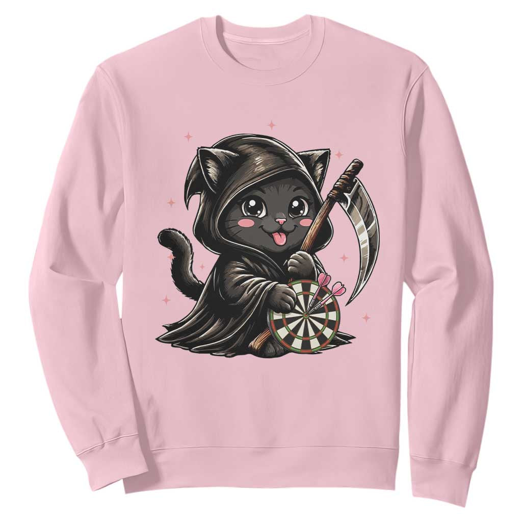 Dark Reaper Cat Throwing Darts Sweatshirt Funny Pub Game Gift TS12 Light Pink Print Your Wear