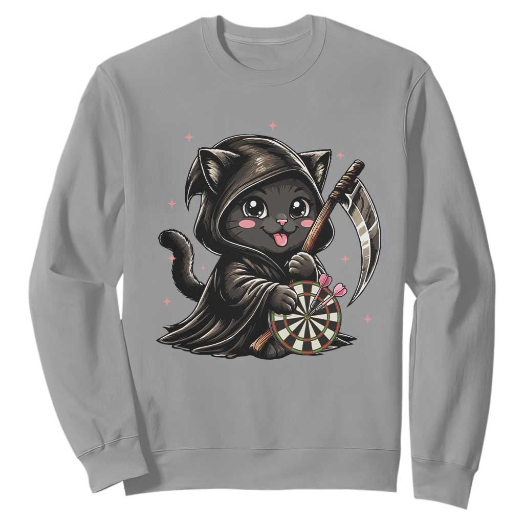 Dark Reaper Cat Throwing Darts Sweatshirt Funny Pub Game Gift TS12 Sport Gray Print Your Wear