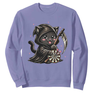 Dark Reaper Cat Throwing Darts Sweatshirt Funny Pub Game Gift TS12 Violet Print Your Wear