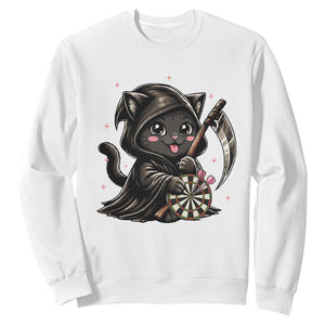 Dark Reaper Cat Throwing Darts Sweatshirt Funny Pub Game Gift TS12 White Print Your Wear