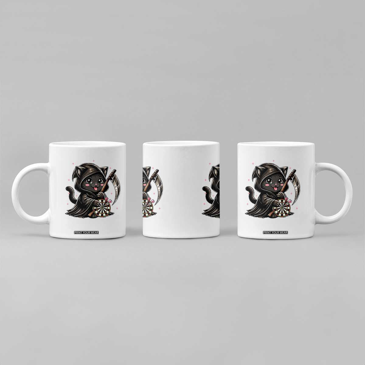 Dark Reaper Cat Throwing Darts Coffee Mug Funny Pub Game Gift TS12 Print Your Wear