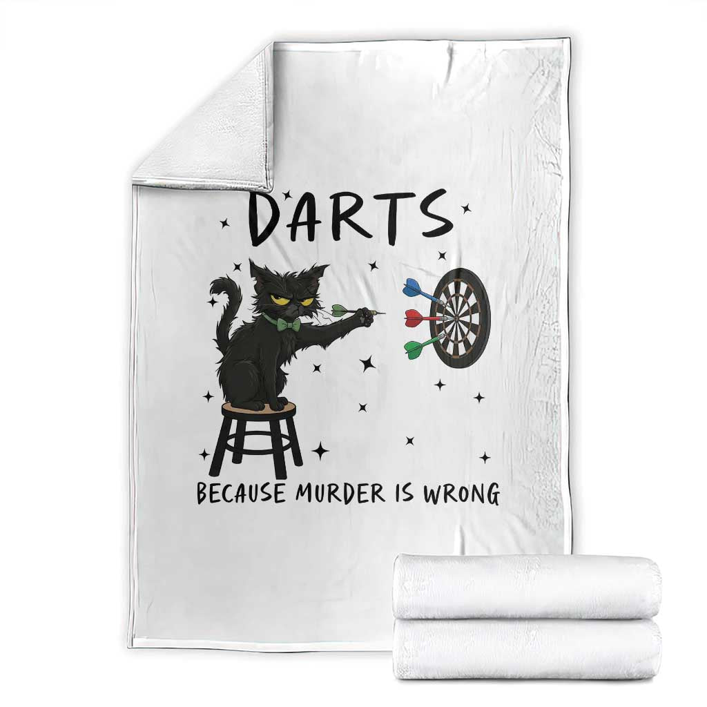 Funny Grumpy Cat Darts Throw Blanket Because Murder Is Wrong TS12 White Print Your Wear