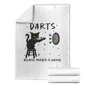 Funny Grumpy Cat Darts Throw Blanket Because Murder Is Wrong TS12 White Print Your Wear