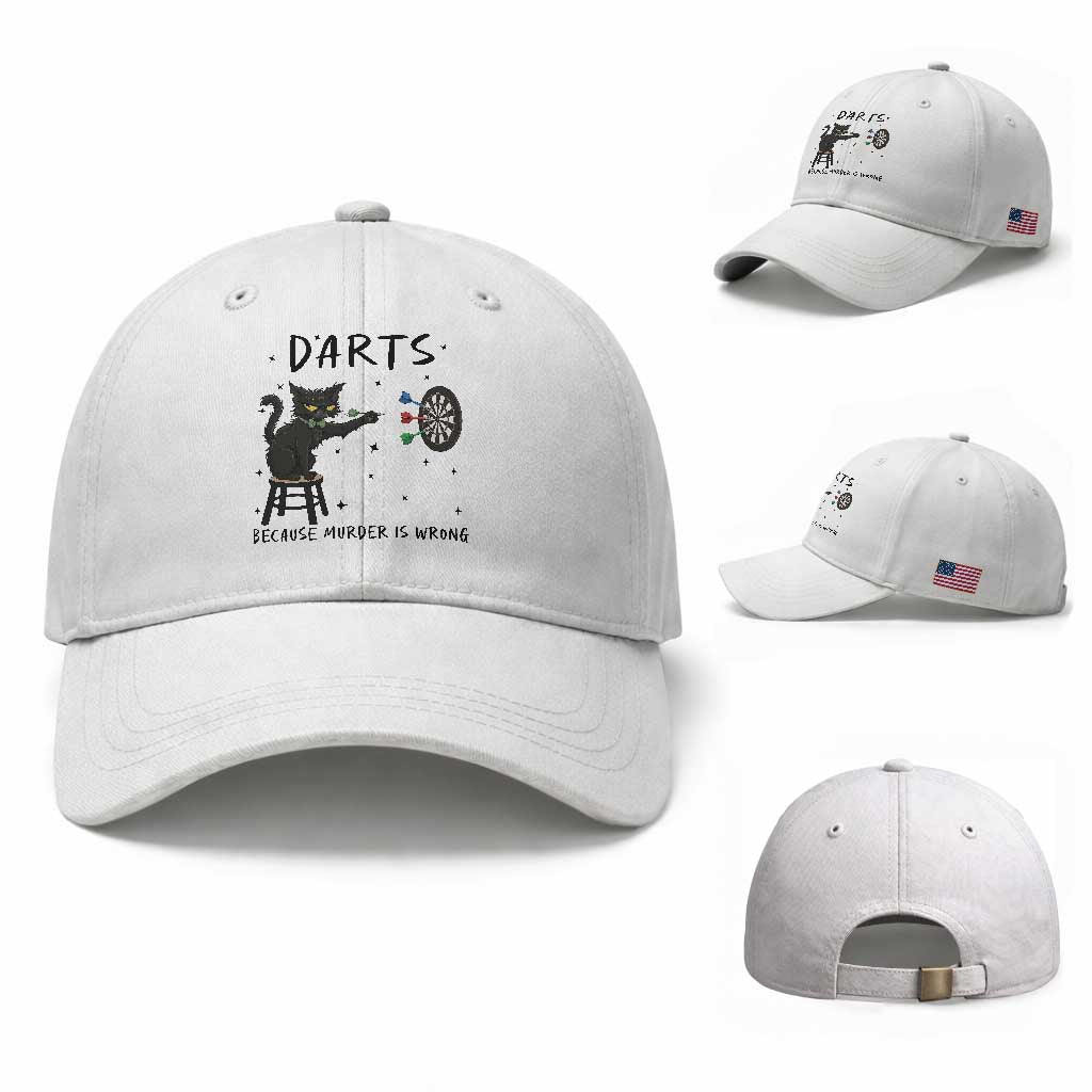 Funny Grumpy Cat Darts Baseball Cap Because Murder Is Wrong TS12 Baseball Cap Universal Fit White Print Your Wear