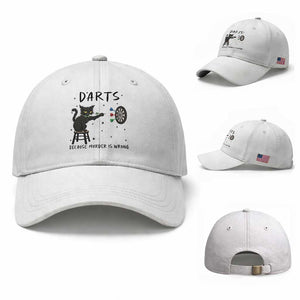 Funny Grumpy Cat Darts Baseball Cap Because Murder Is Wrong TS12 Baseball Cap Universal Fit White Print Your Wear