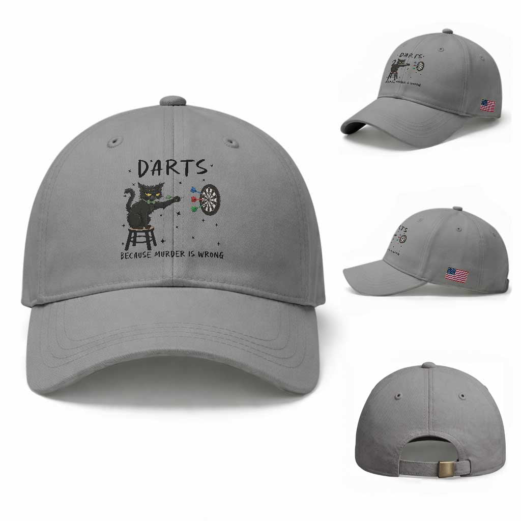 Funny Grumpy Cat Darts Baseball Cap Because Murder Is Wrong TS12 Baseball Cap Universal Fit Sport Gray Print Your Wear