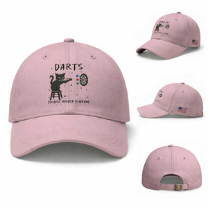 Funny Grumpy Cat Darts Baseball Cap Because Murder Is Wrong TS12 Baseball Cap Universal Fit Light Pink Print Your Wear