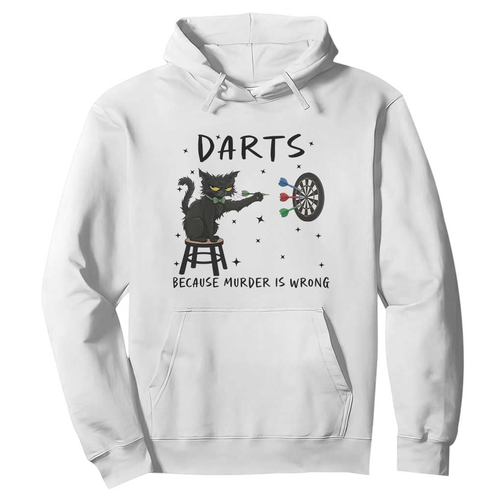 Funny Grumpy Cat Darts Hoodie Because Murder Is Wrong TS12 White Print Your Wear