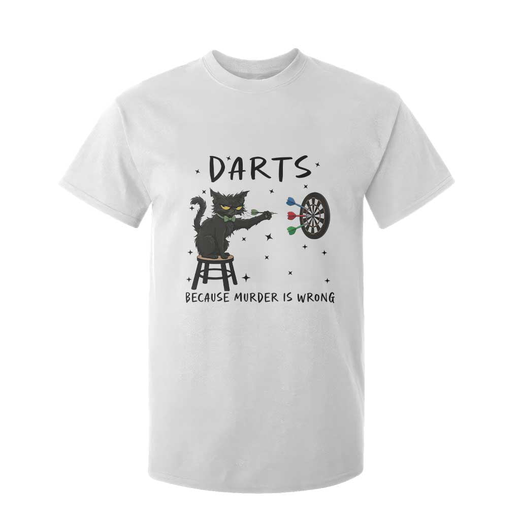 Funny Grumpy Cat Darts T Shirt For Kid Because Murder Is Wrong TS12 White Print Your Wear