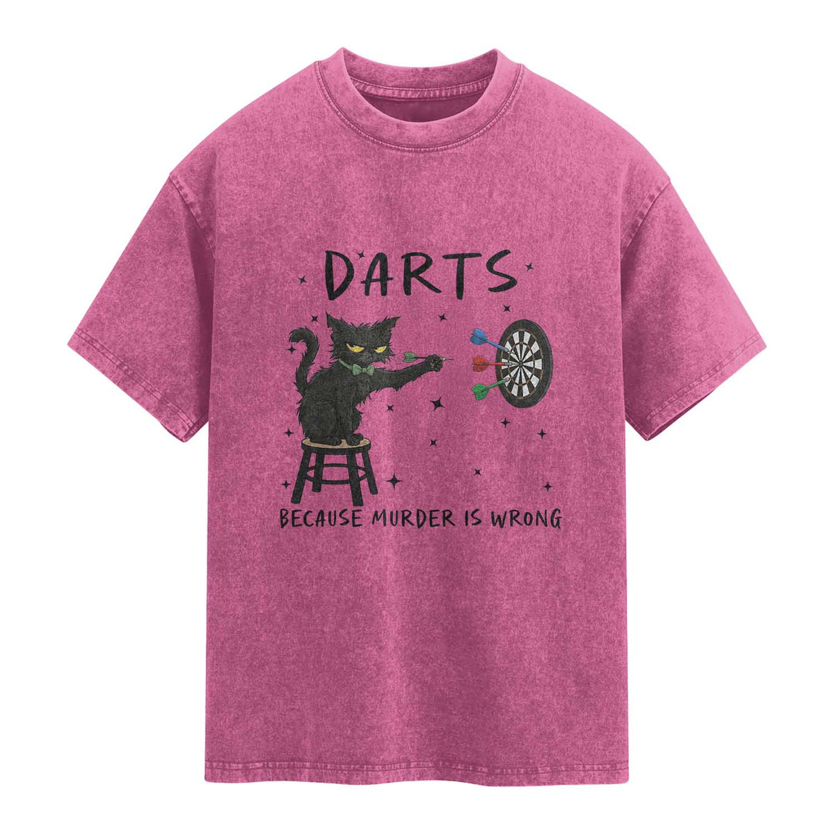 Funny Grumpy Cat Darts Washed Cotton T-Shirt Because Murder Is Wrong