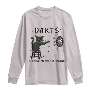 Funny Grumpy Cat Darts Long Sleeve Shirt Because Murder Is Wrong TS12 Ice Gray Print Your Wear