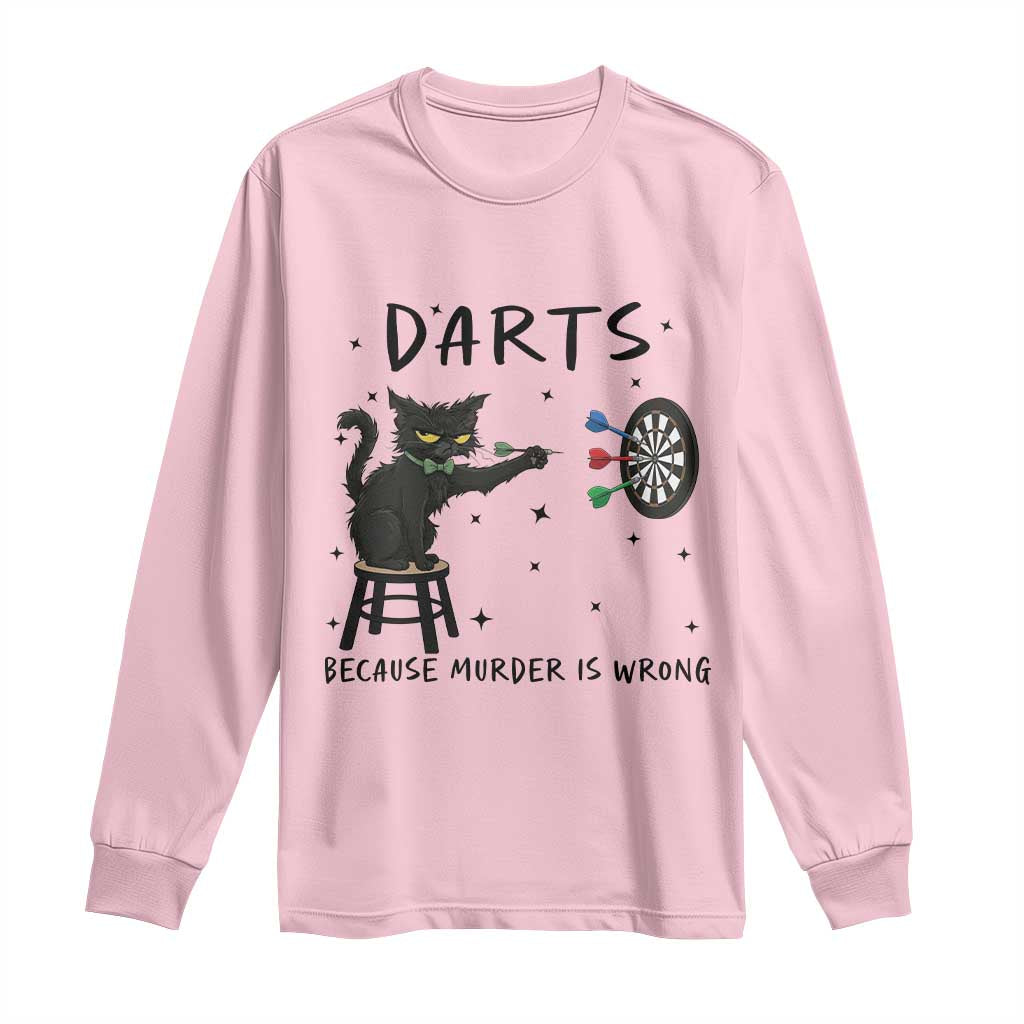 Funny Grumpy Cat Darts Long Sleeve Shirt Because Murder Is Wrong TS12 Light Pink Print Your Wear