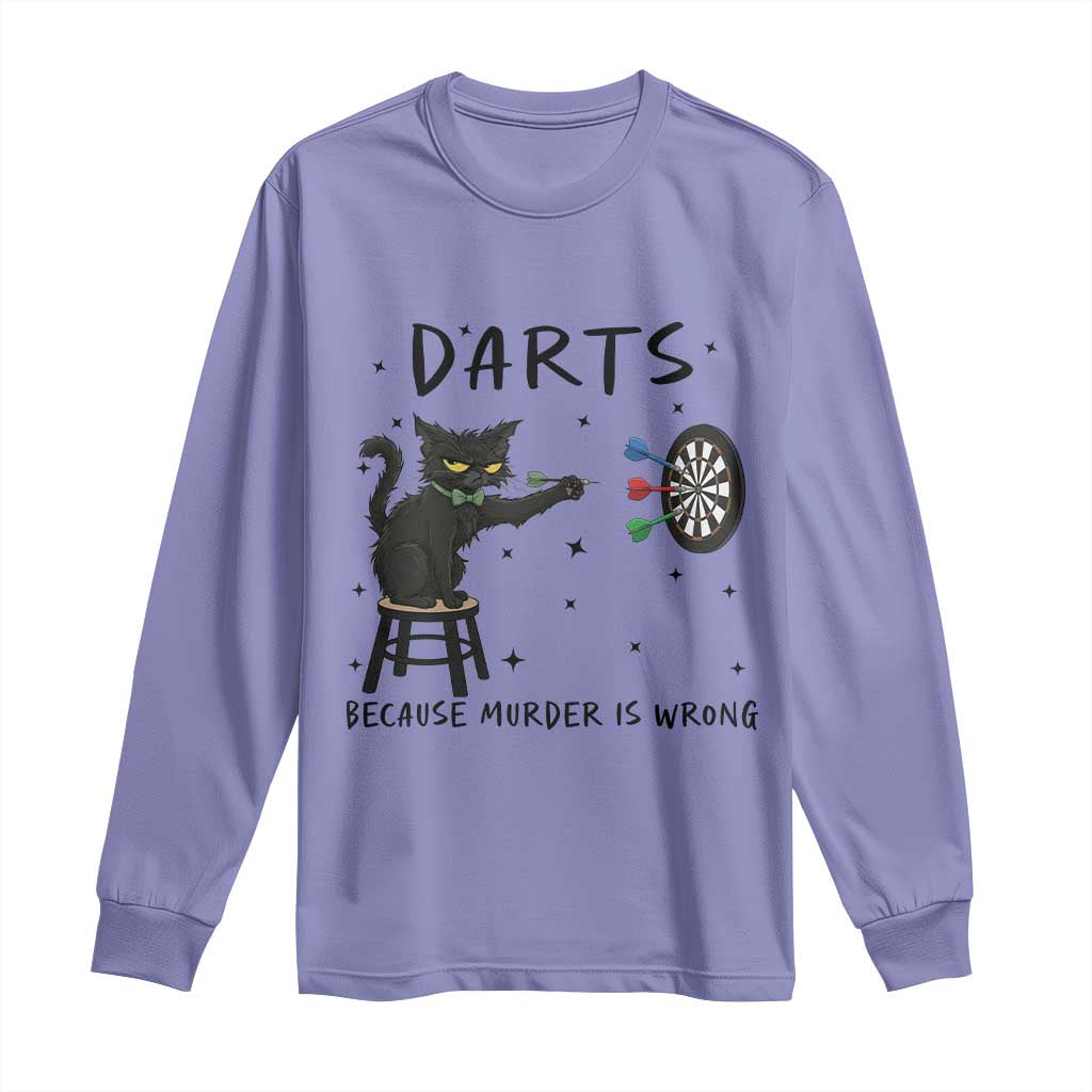 Funny Grumpy Cat Darts Long Sleeve Shirt Because Murder Is Wrong TS12 Violet Print Your Wear